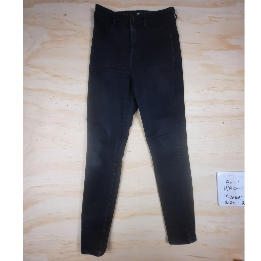 Zara Womens High Rise Skinny Jeans Black Denim Size 6 EUR 38